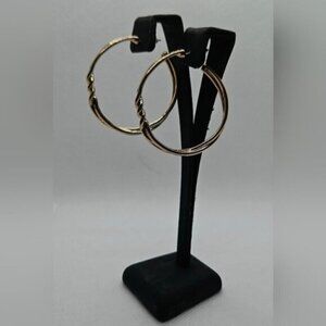 Double Hoop Twist Gold Tone Hoop Earrings